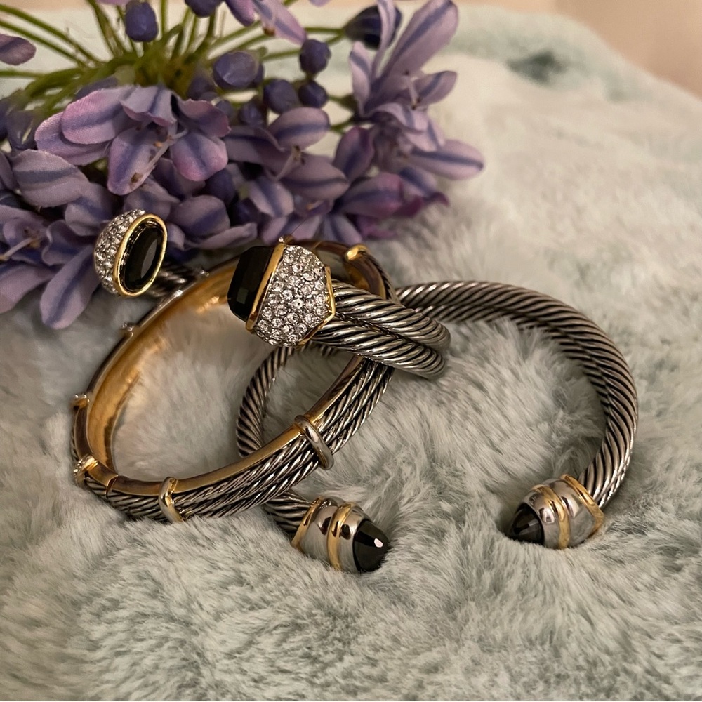 ★ Classic Cable Cuff Stacking Bangles ★ - Picture 10 of 10